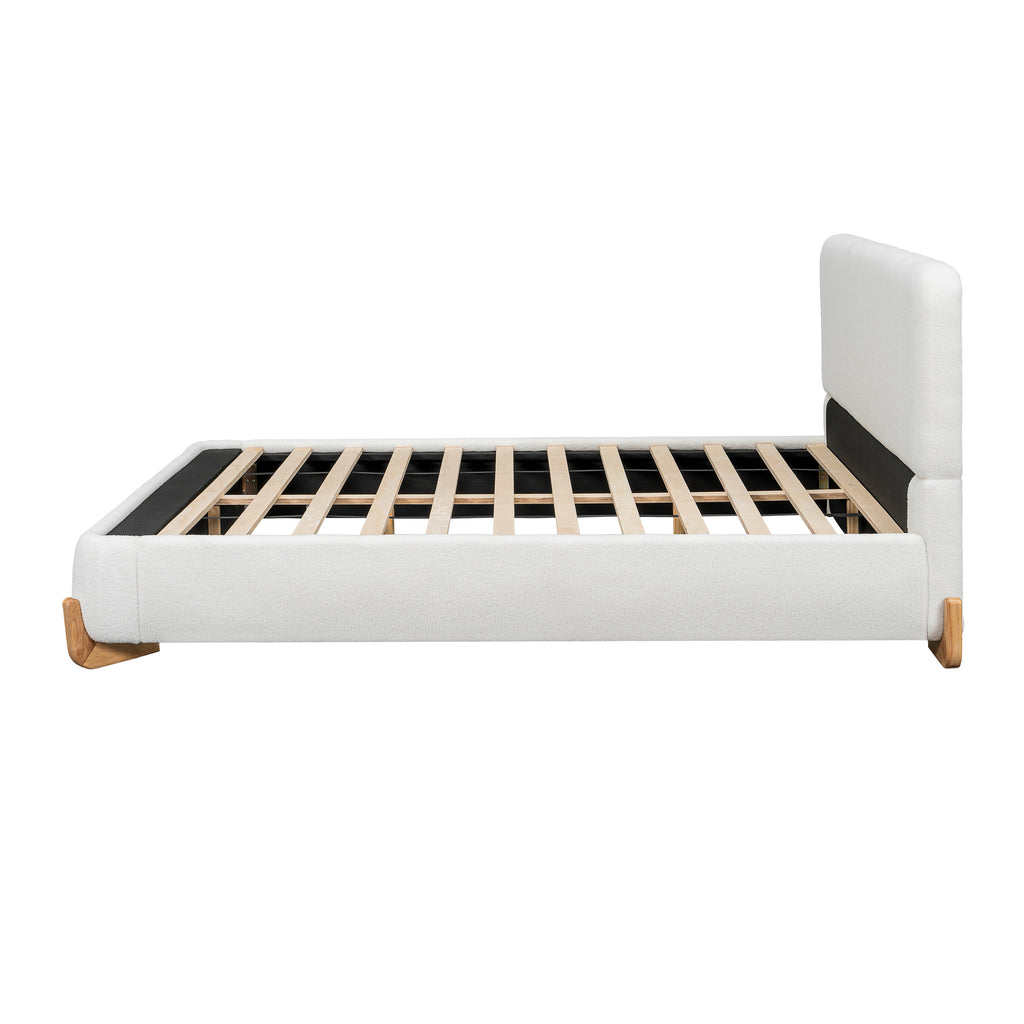 Elegant Boucle Upholstered Bed - Queen Size
