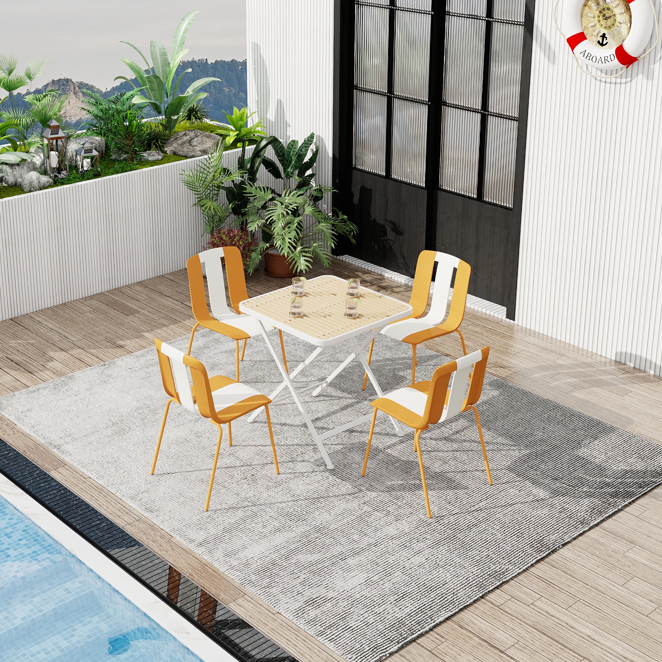 Summer 4-Pack Modern Striped Color Block Chairs
