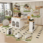 80-Inch Expandable Kitchen Island with Dining Table
