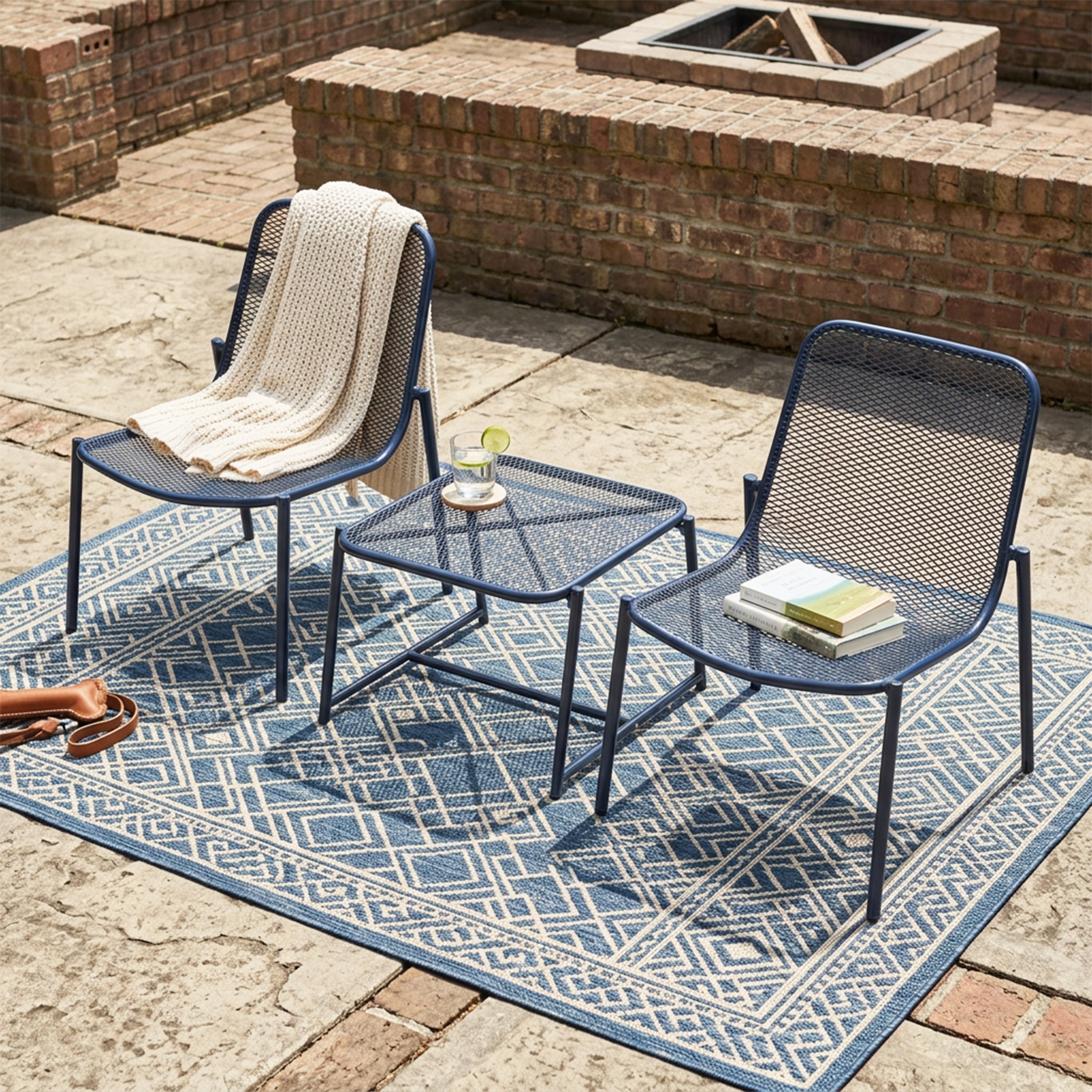 Kincaid Outdoor 3-Piece Conversation Set with Iron Frame