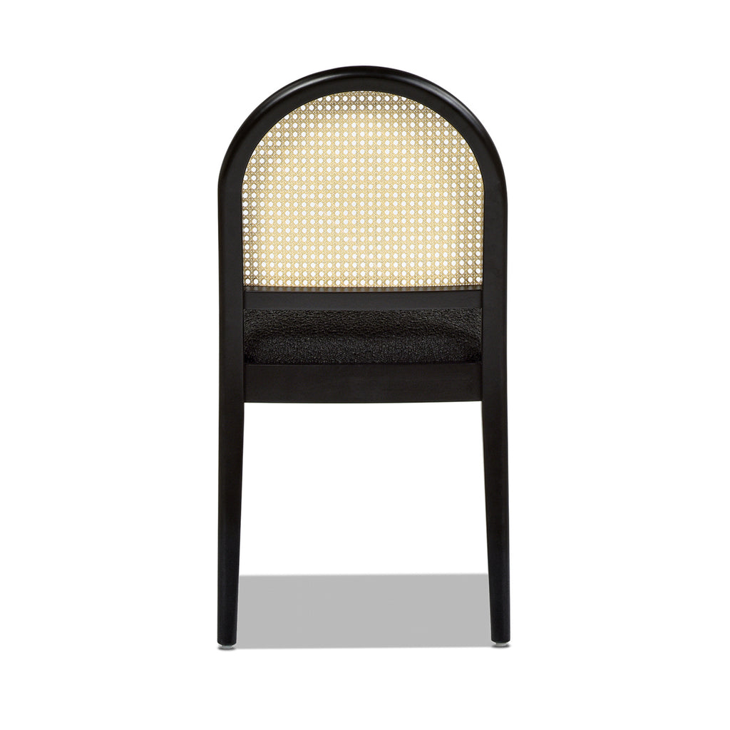 Panama 18.5" Curved Resin Cane Rattan Side Dining Chair, Set of 2, Ebony