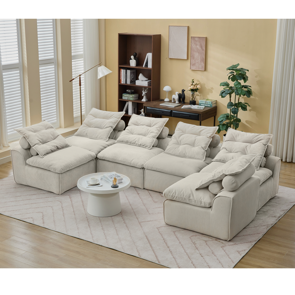 Modular Sofa with Neck and Lumbar Pillows