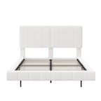 White Boucle Floating Bed with Light (Queen)