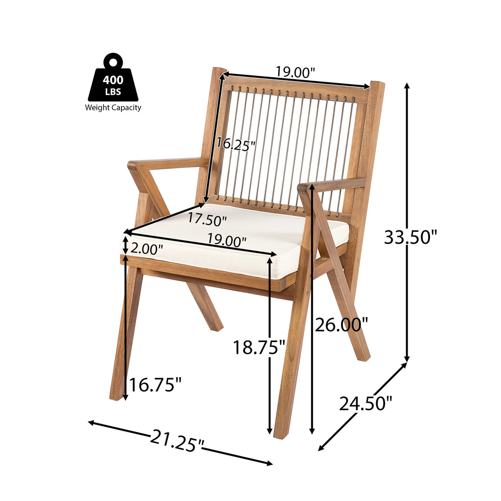 Patio Dining Chair with Cushion (Set of 2)