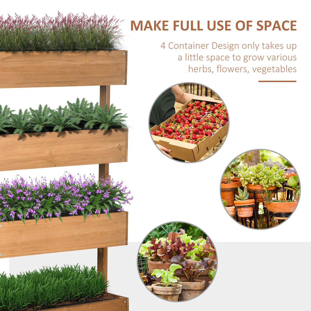 Outsunny Vertical Garden Planter, Wooden 4 Tier Planter Box