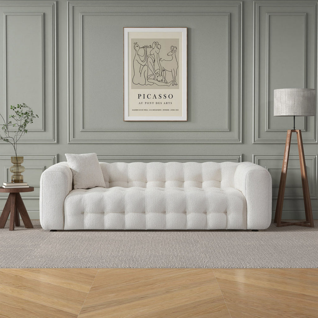 Eden Modern Tufted Chesterfield Boucle Fabric Sofa