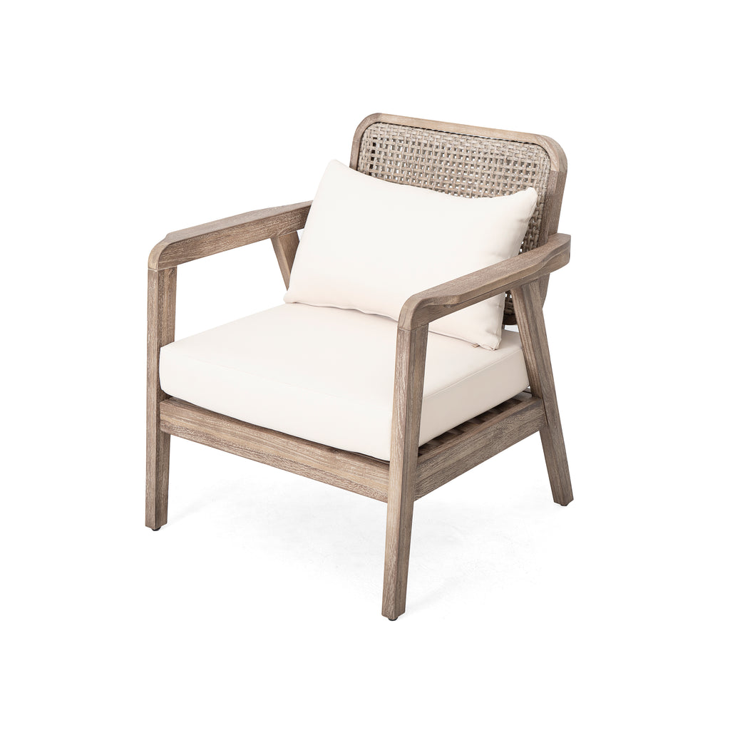 Set of 2 Outdoor Acacia Wood Patio Club Chairs