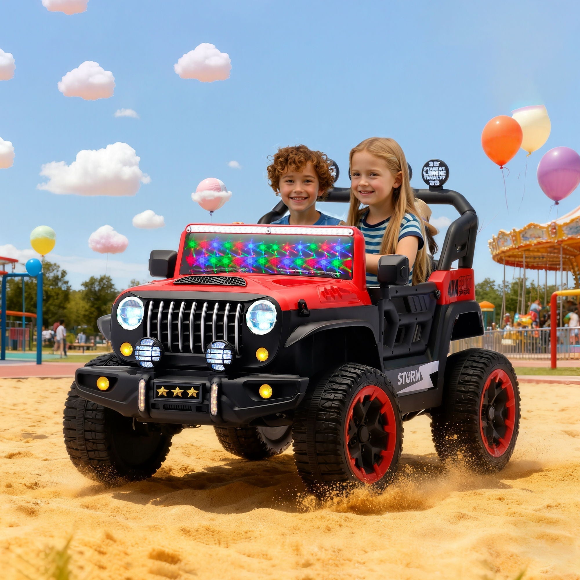 Electric Car With Remote Control, Colorful LED Lights, USB & MP3
