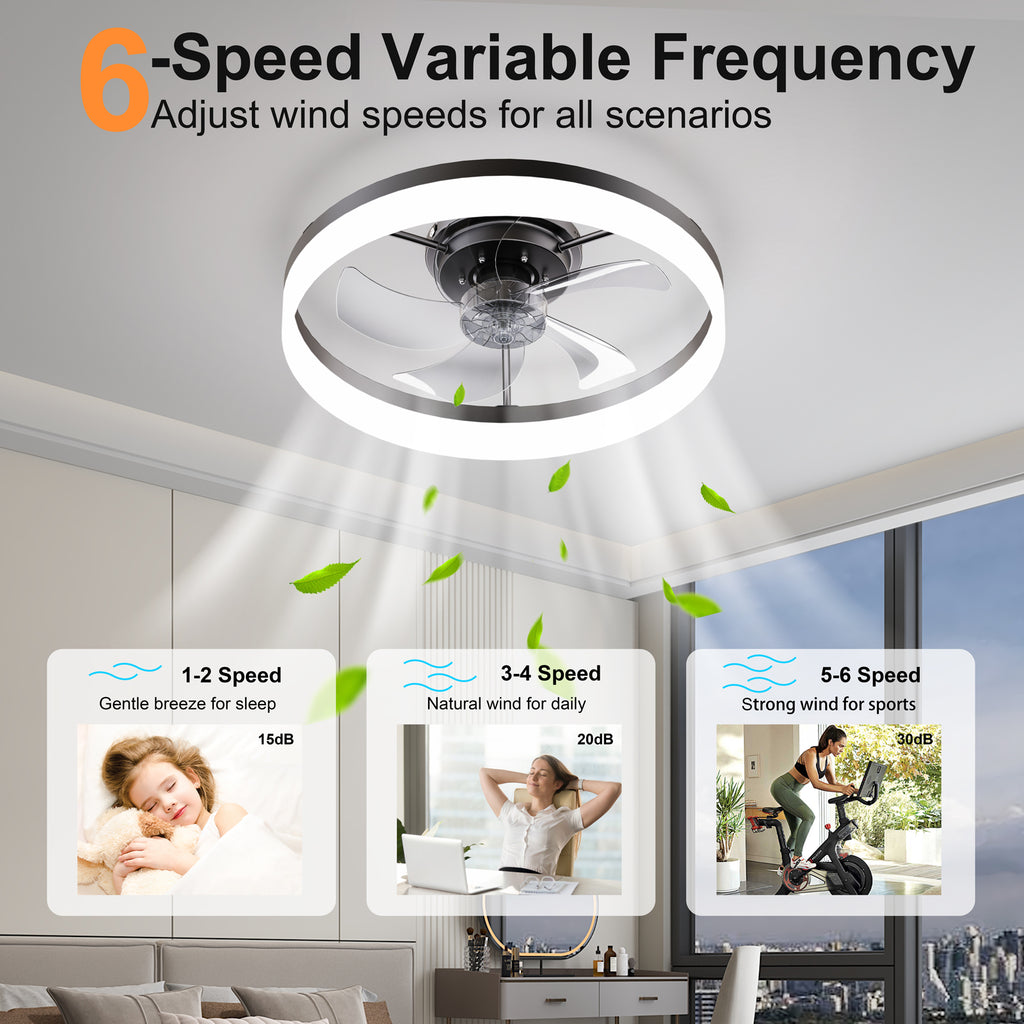 19.7'' LED Ceiling Fan Light with Remote & App Control