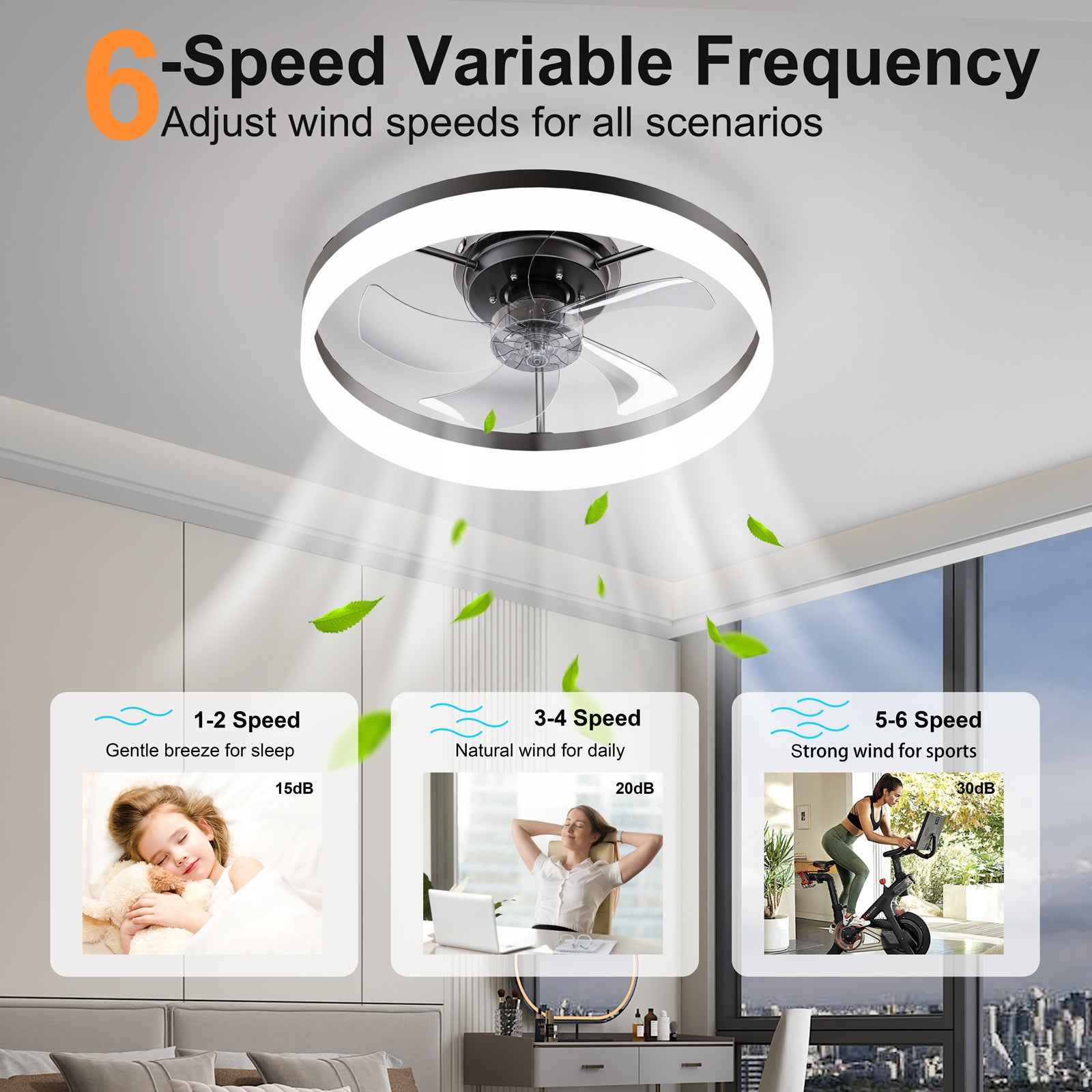 19.7'' LED Ceiling Fan Light with Remote & App Control