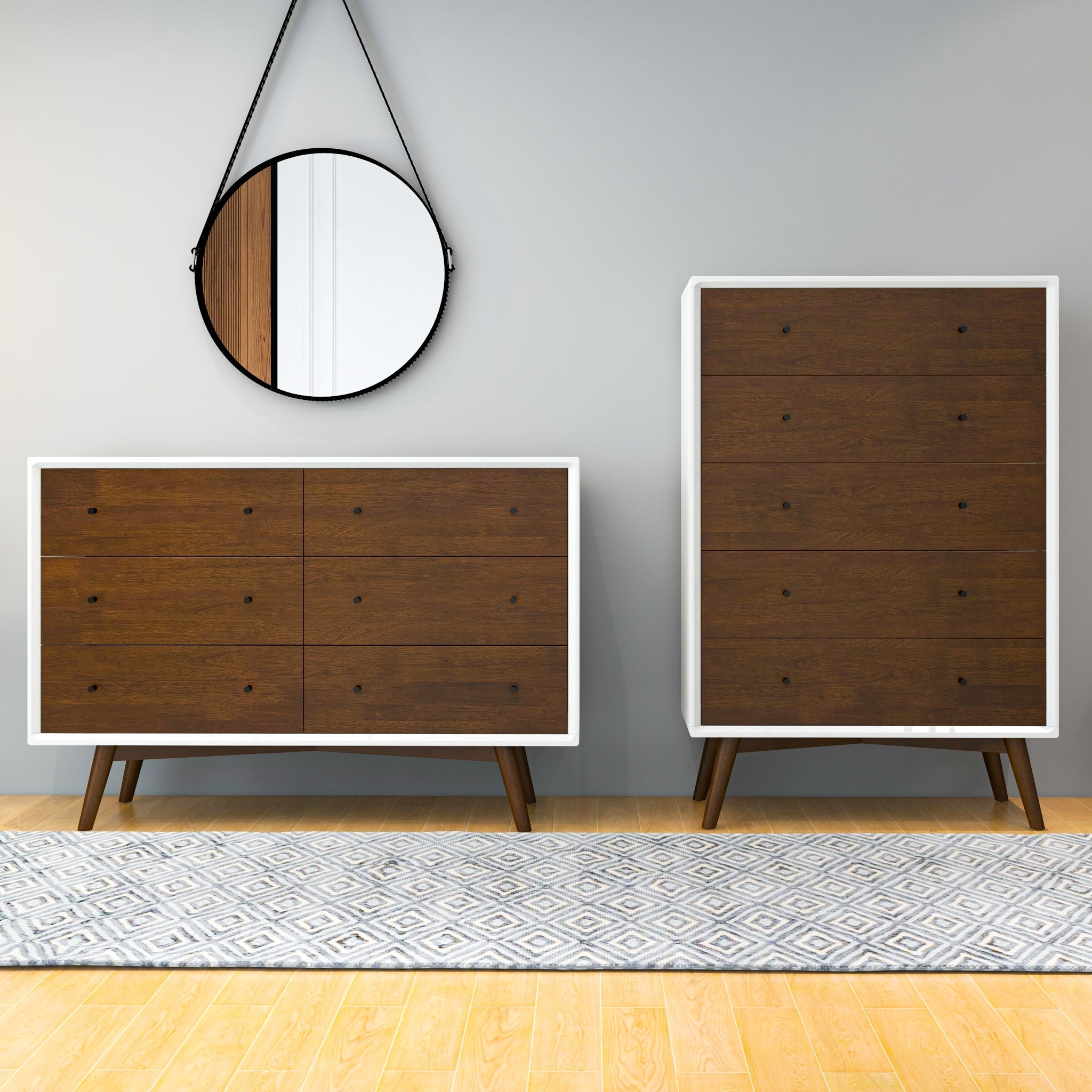 Mid Century Modern White Dresser
