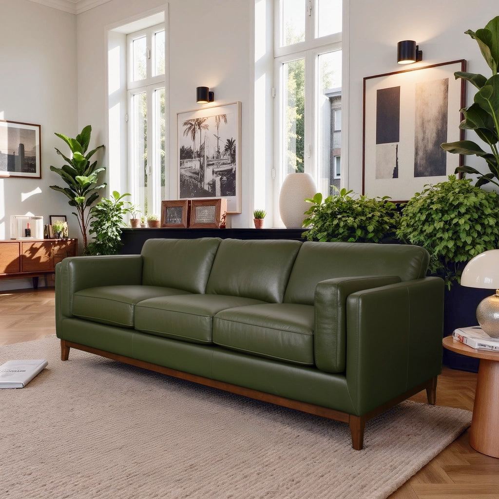 Raleigh Sustainable Wood 3-Seater Top Grain Genuine Leather Sofa