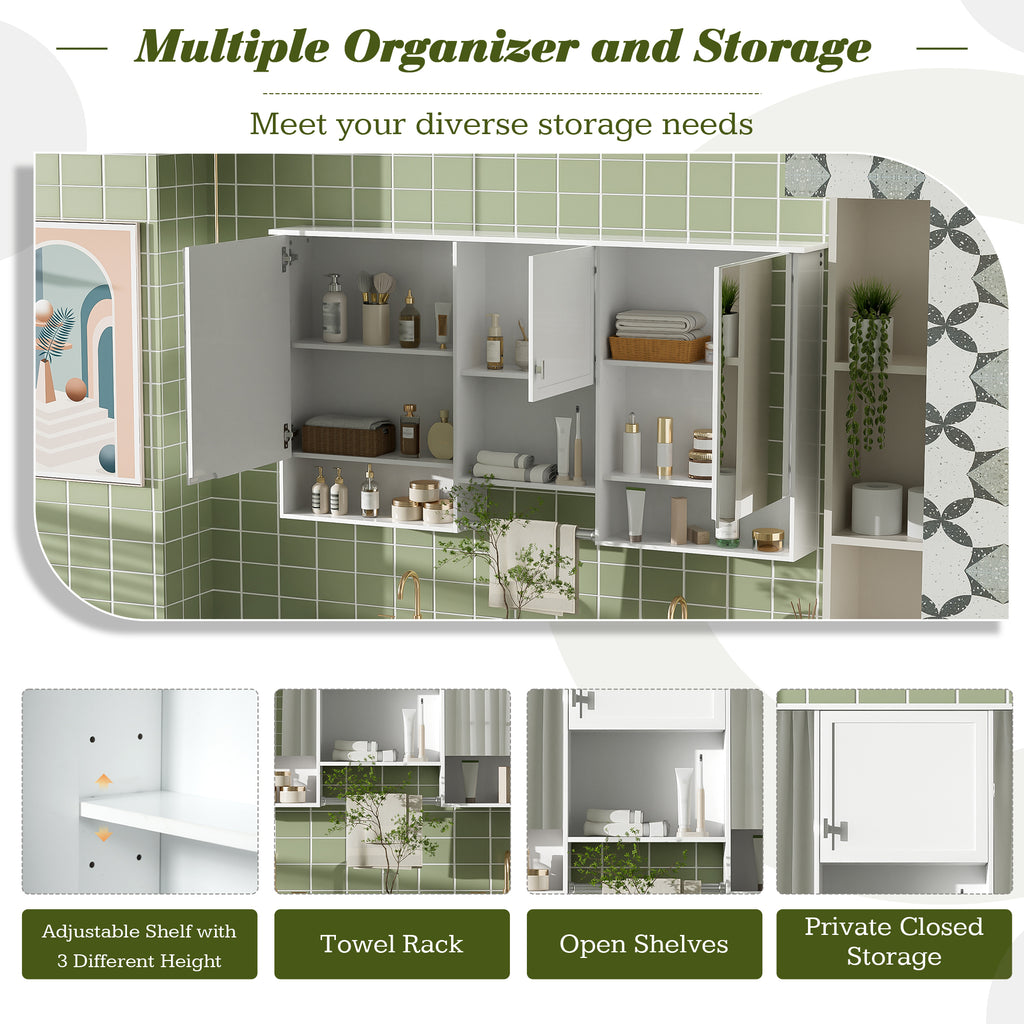 55 Inch Wall-Mount 3-in-1 Mirror Cabinet