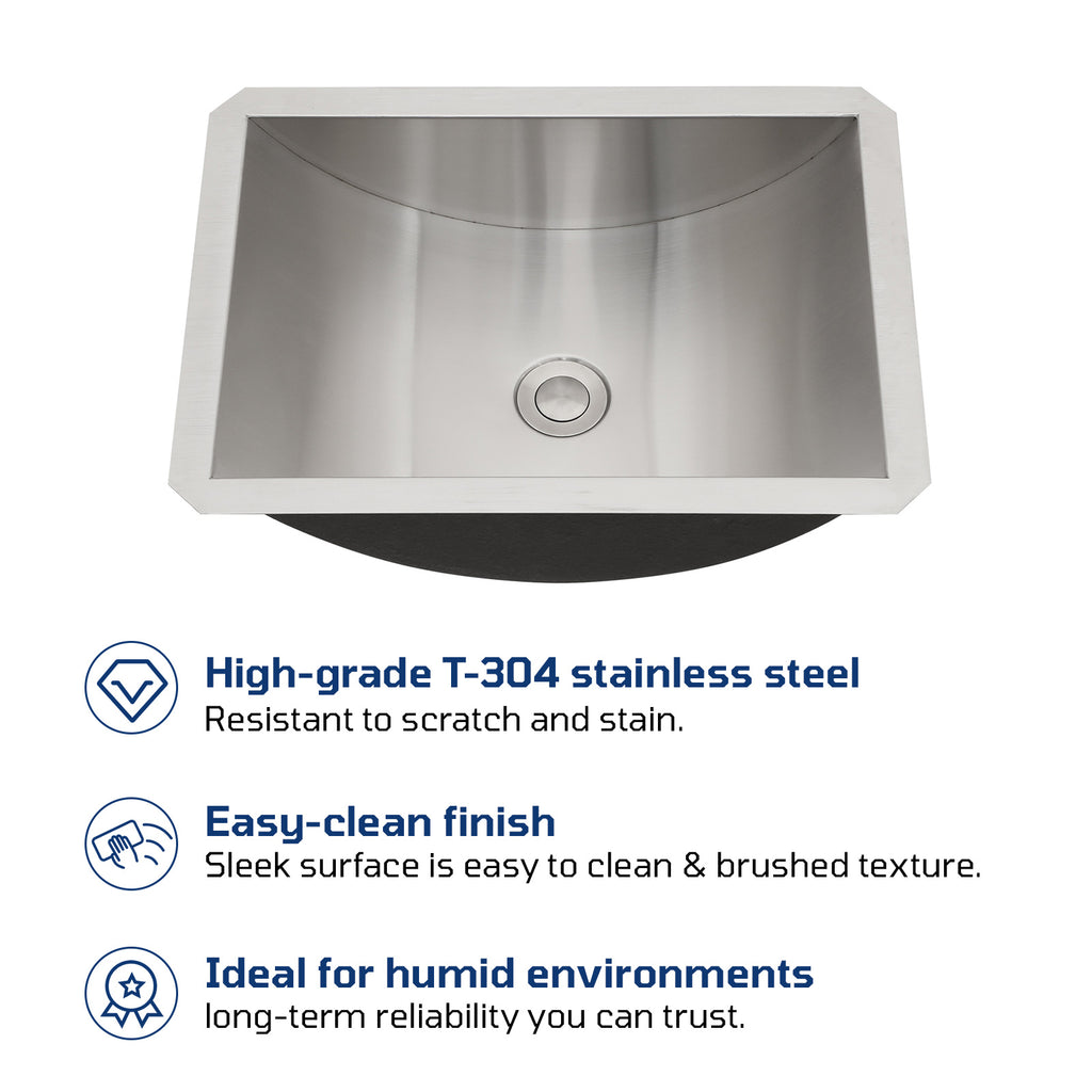 18"x13" Brushed Nickel Stainless Steel Undermount Bathroom Sink