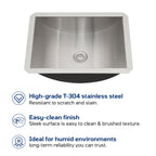 18"x13" Brushed Nickel Stainless Steel Undermount Bathroom Sink