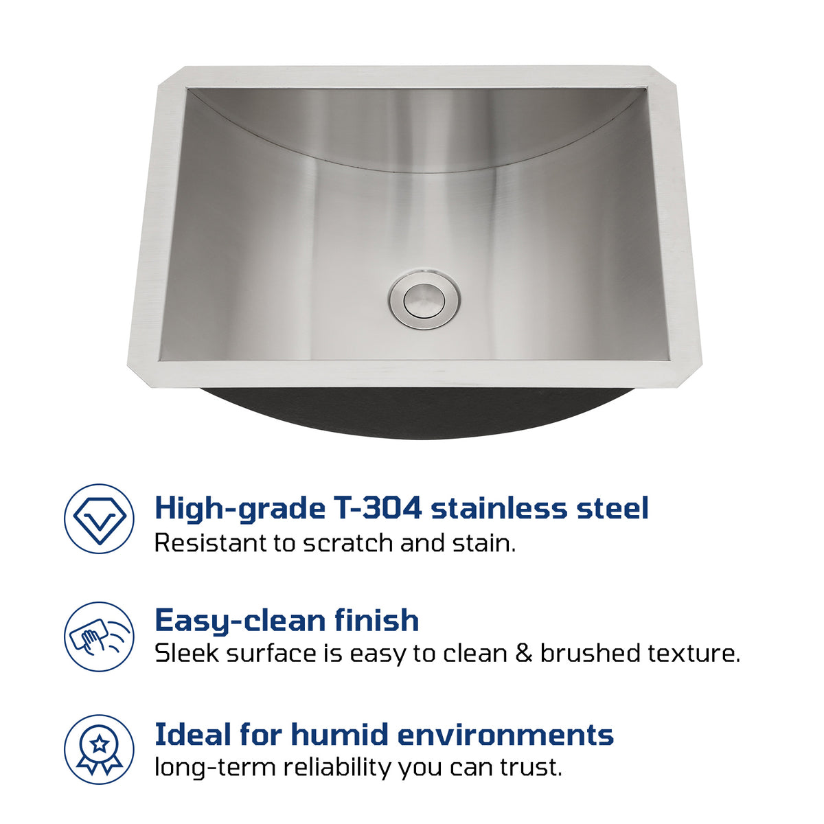 18"x13" Brushed Nickel Stainless Steel Undermount Bathroom Sink