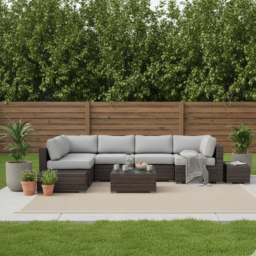 Fully Assembled 4-Seat Rattan Wicker Patio Conversation Set with Cushions