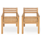 Set of 2 Outdoor Acacia Wood Dining Chairs with Woven Seats