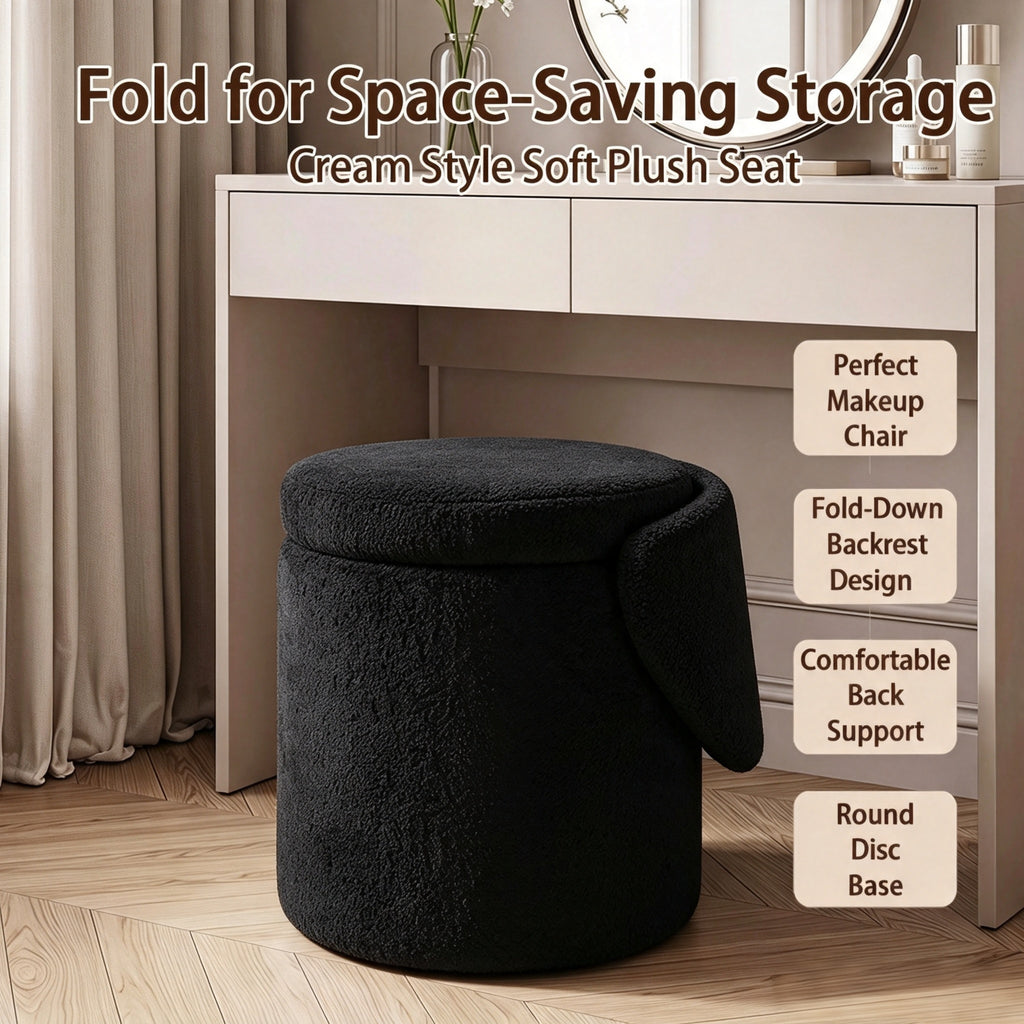 Upholstered Makeup Stool with Storage