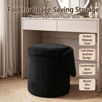 Upholstered Makeup Stool with Storage