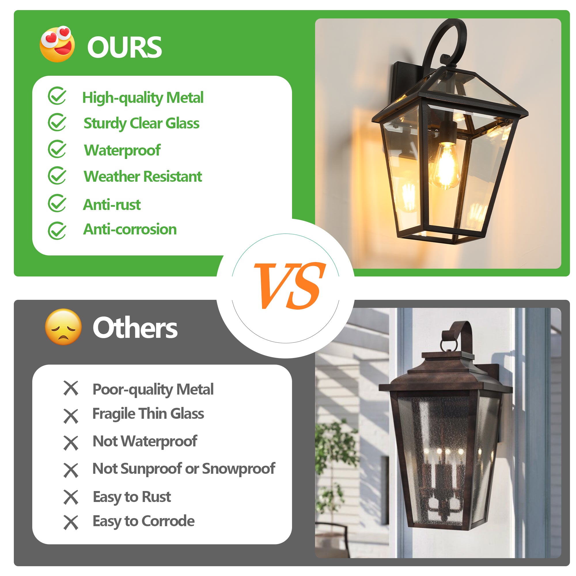 10" 2pcs Outdoor Wall Lanterns