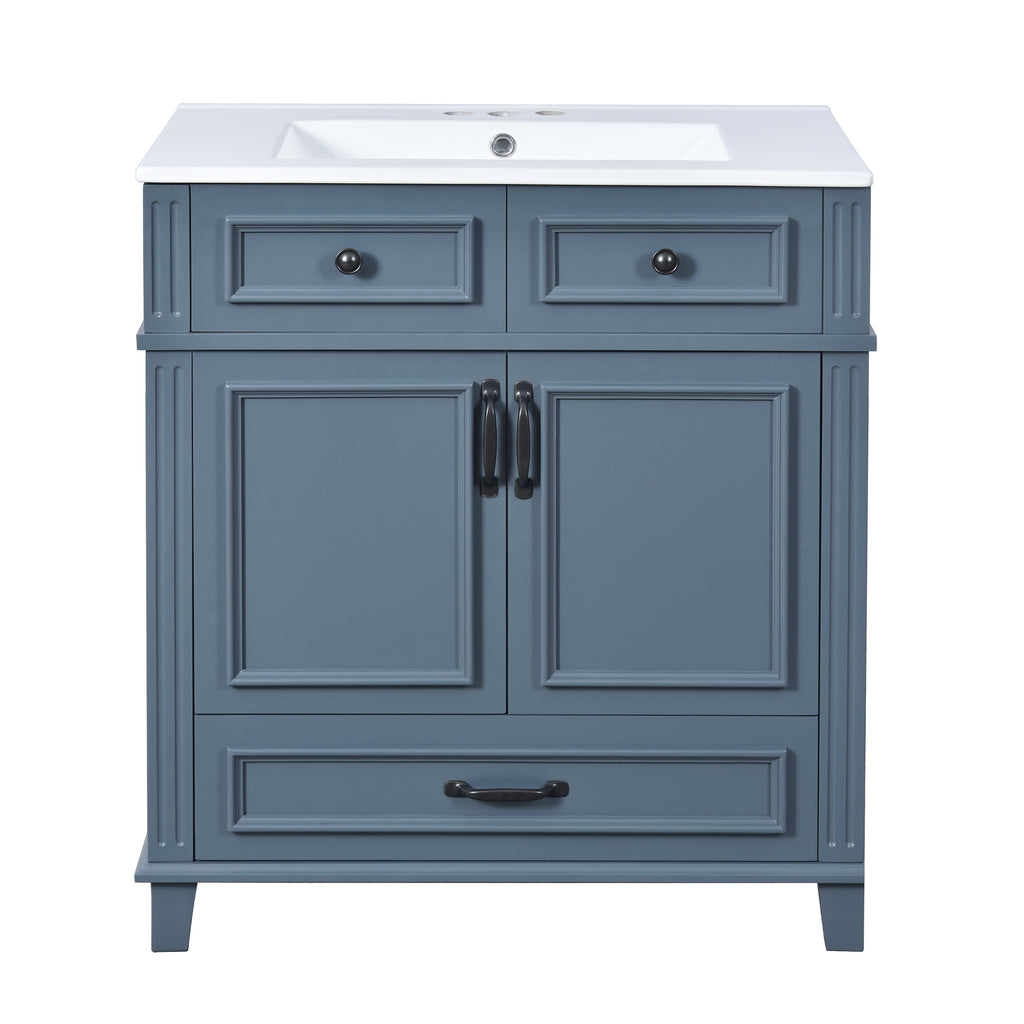 30'' Bathroom Vanity with Ceramic Sink and Soft Closing Doors