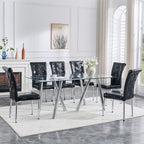 71-Inch Tempered Glass Dining Table with Sturdy Metal Legs