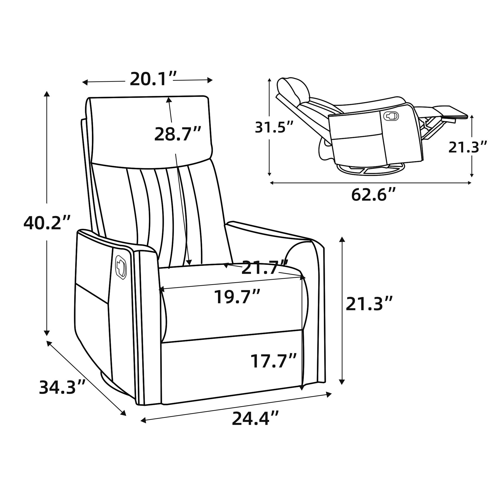 Brown Faux Leather Heat Massage Manual Recliner Chair