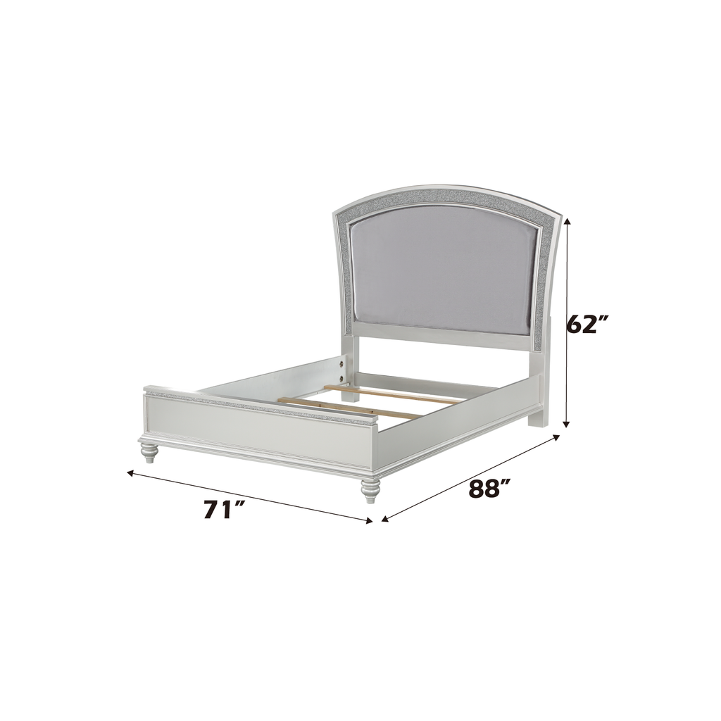 Maverick Fabric & Platinum Finish Queen Bed