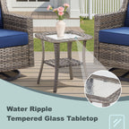 Swivel Outdoor Chairs Set of 2 with Glass-Top Side Table