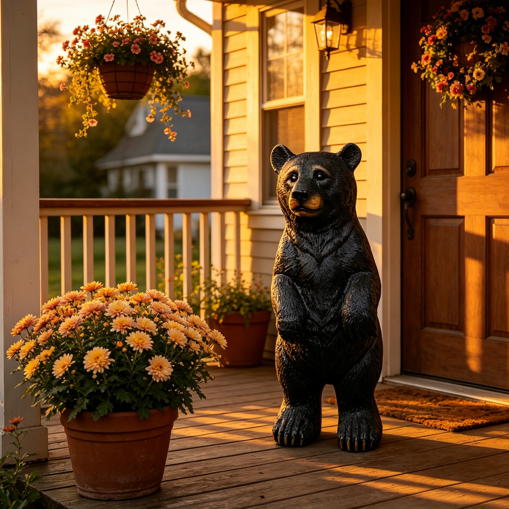 Weather Resistant Resin Standing Black Bear Sculpture