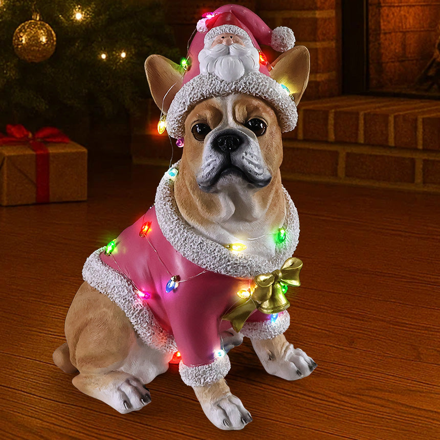 Christmas French Bulldog Statue