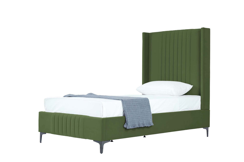 Promenade Upholstered Velvet Twin Bed in Moss