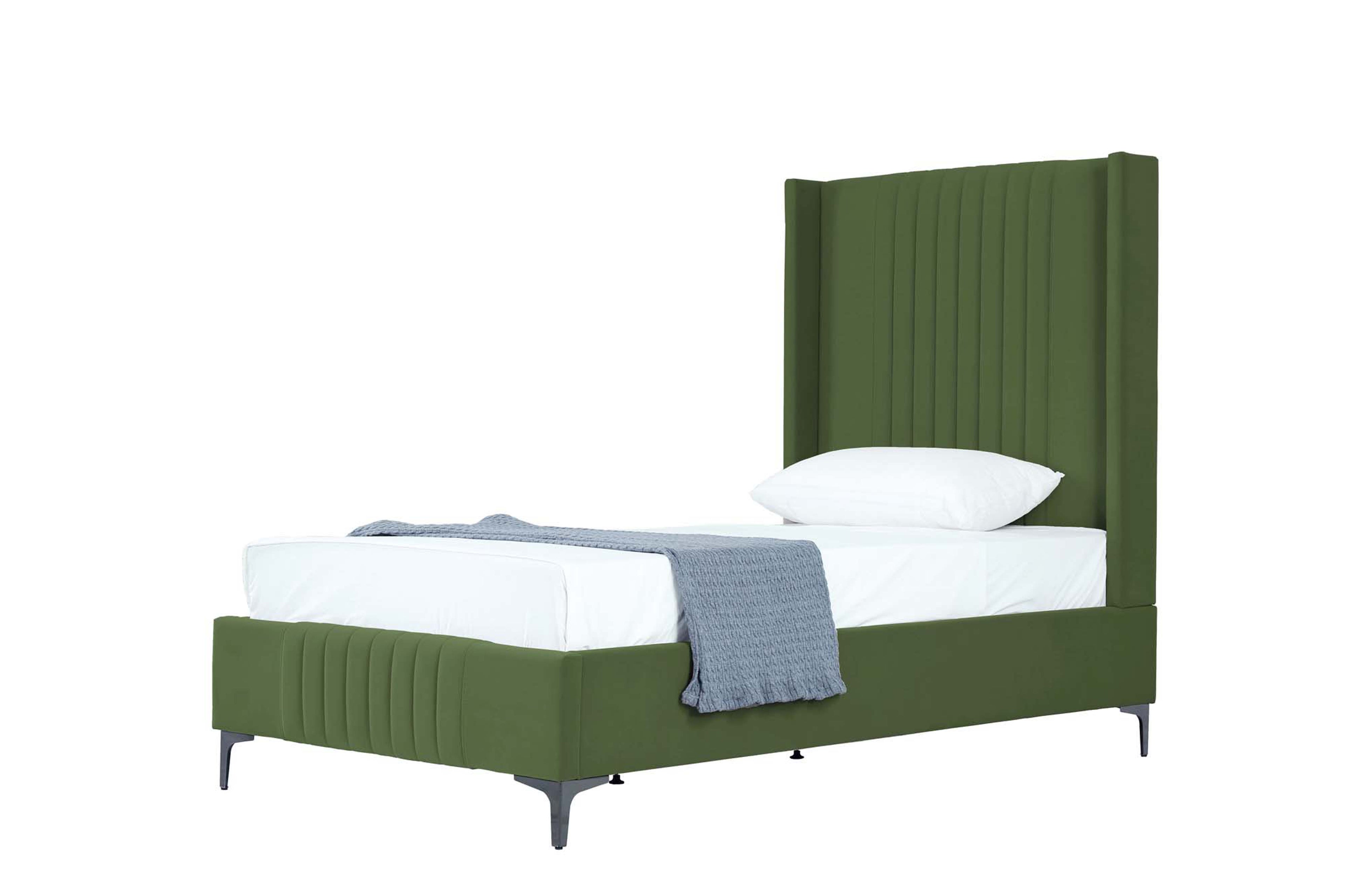Promenade Upholstered Velvet Twin Bed in Moss