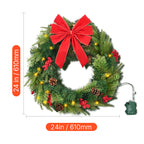 24-Inch Pre-Lit Artificial Christmas Wreath
