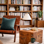 Ornate Brass Ring Base Curved Table Lamp