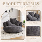 Single Bean Bag Chair with Pillows & Armrest