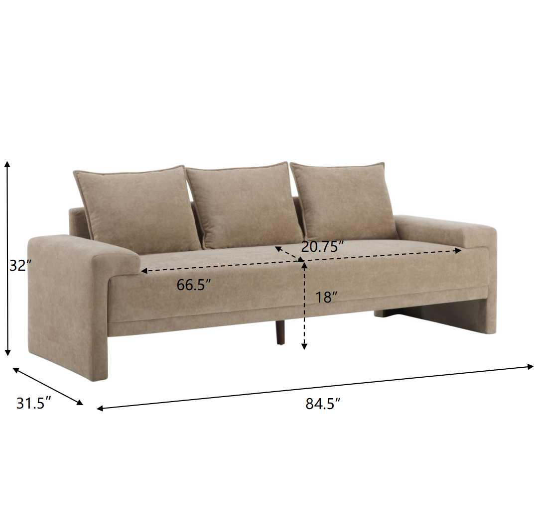 Algora 84.5 in. Modern Upholstered Velvet Sofa, Moss