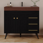 36" Freestanding Bathroom Vanity with Ceramic Sink and Faux Marble Top