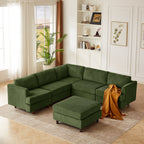 Modern Modular Sectional Sofa - Green Upholstered