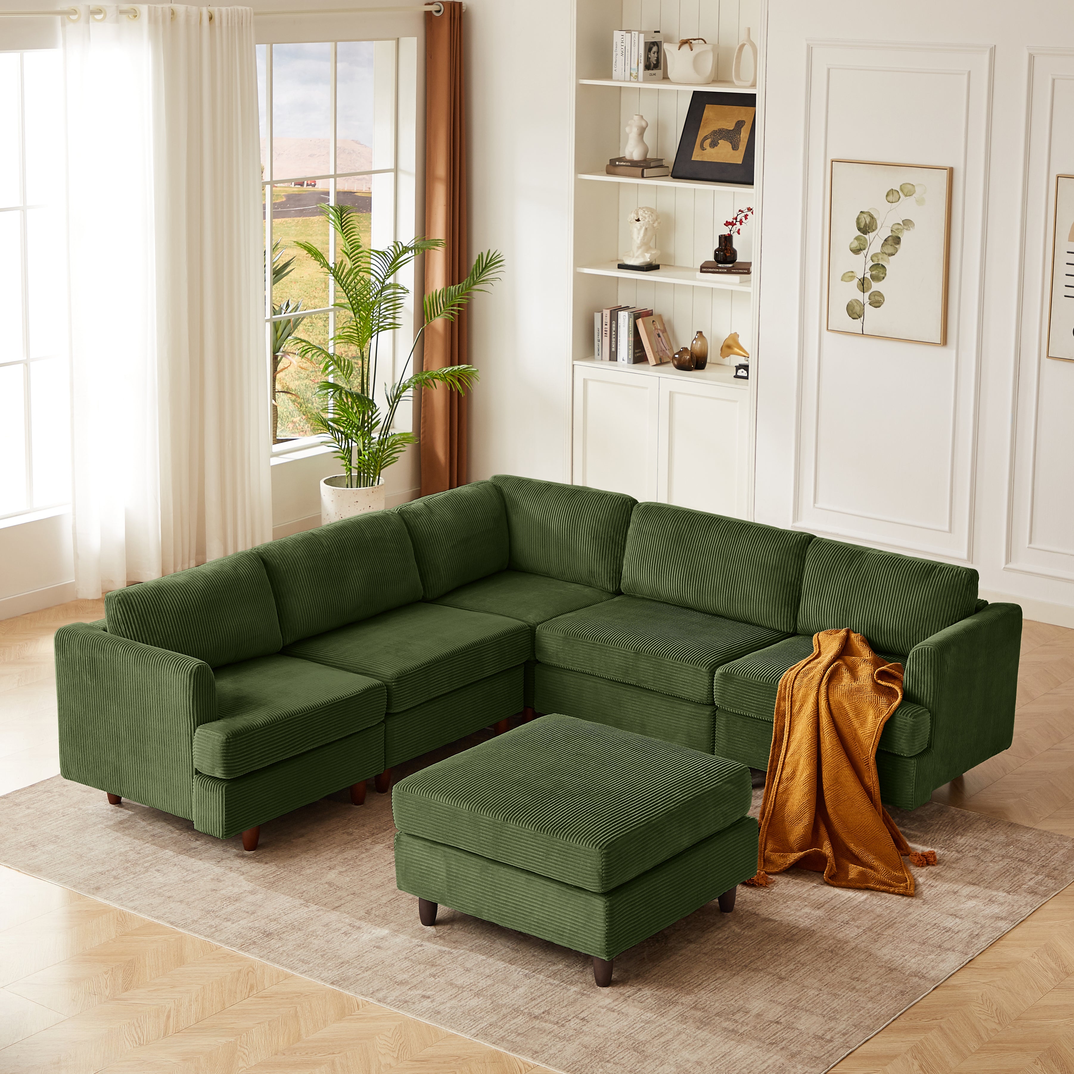 Modern Modular Sectional Sofa - Green Upholstered