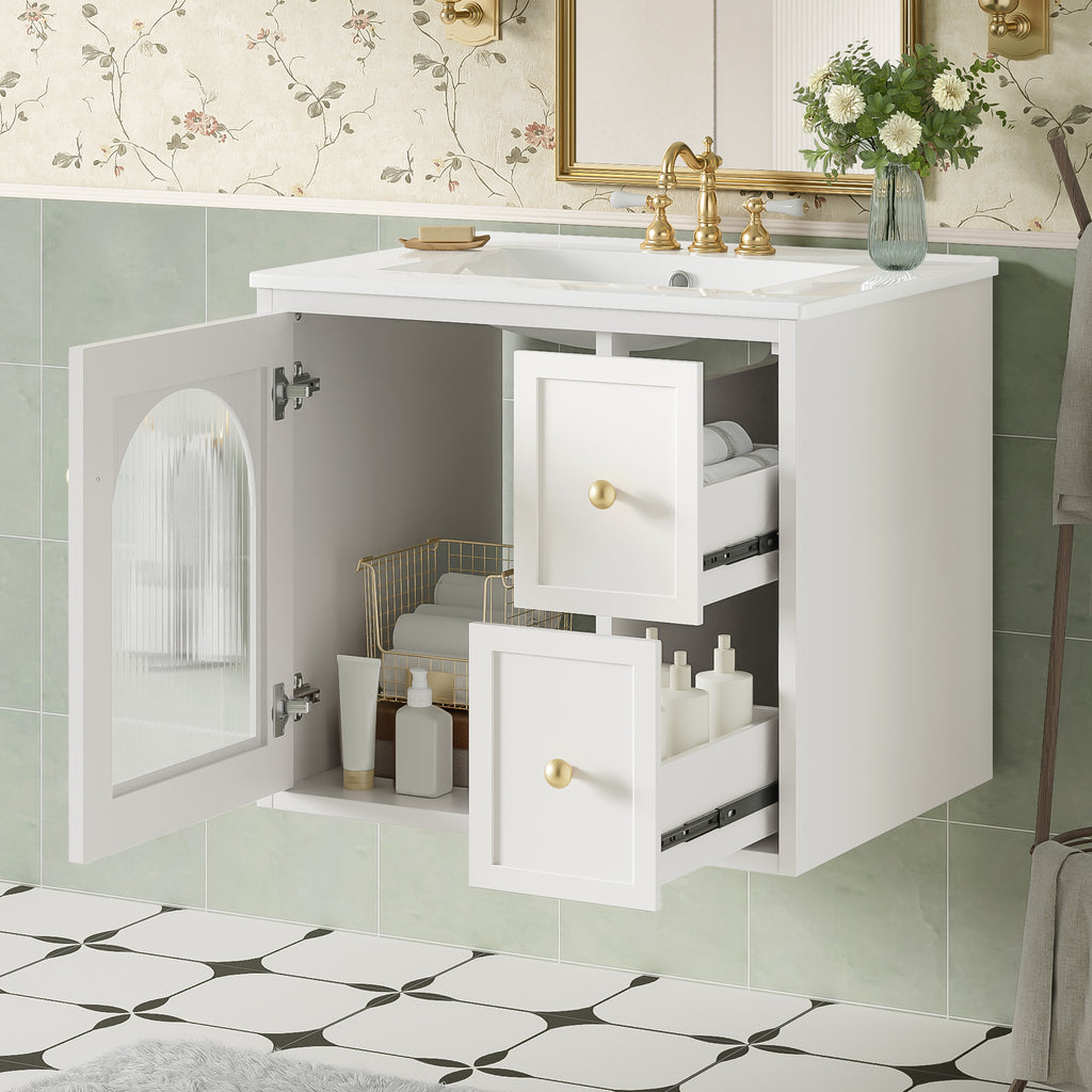 24" Bathroom Vanity Set Wall Mounted for Small Spaces