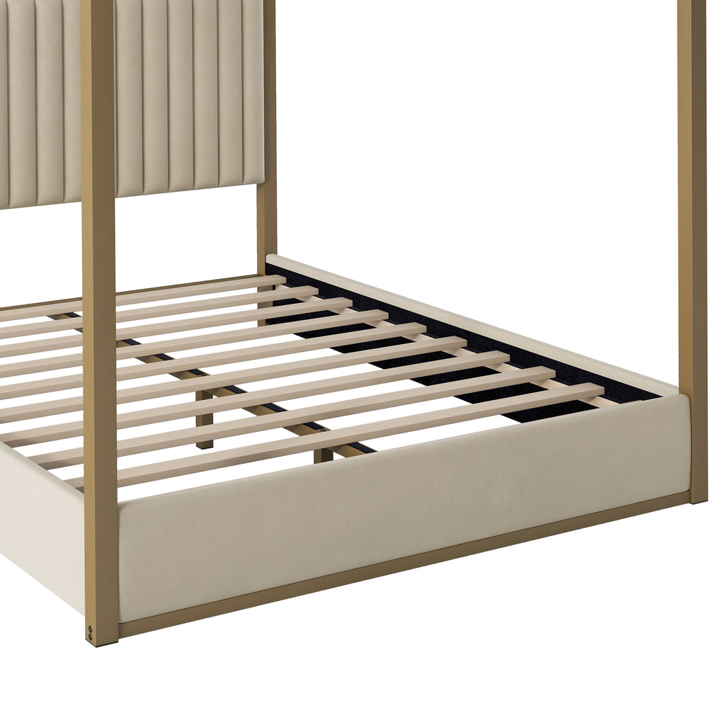 Queen Size Upholstery Canopy Platform Bed with Headboard