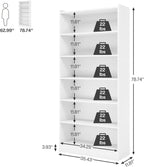 78" 7-Tier Modern White Library Bookshelf