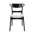 Set of 2 Dining Chairs - Upholstered Seat, Rubberwood Legs