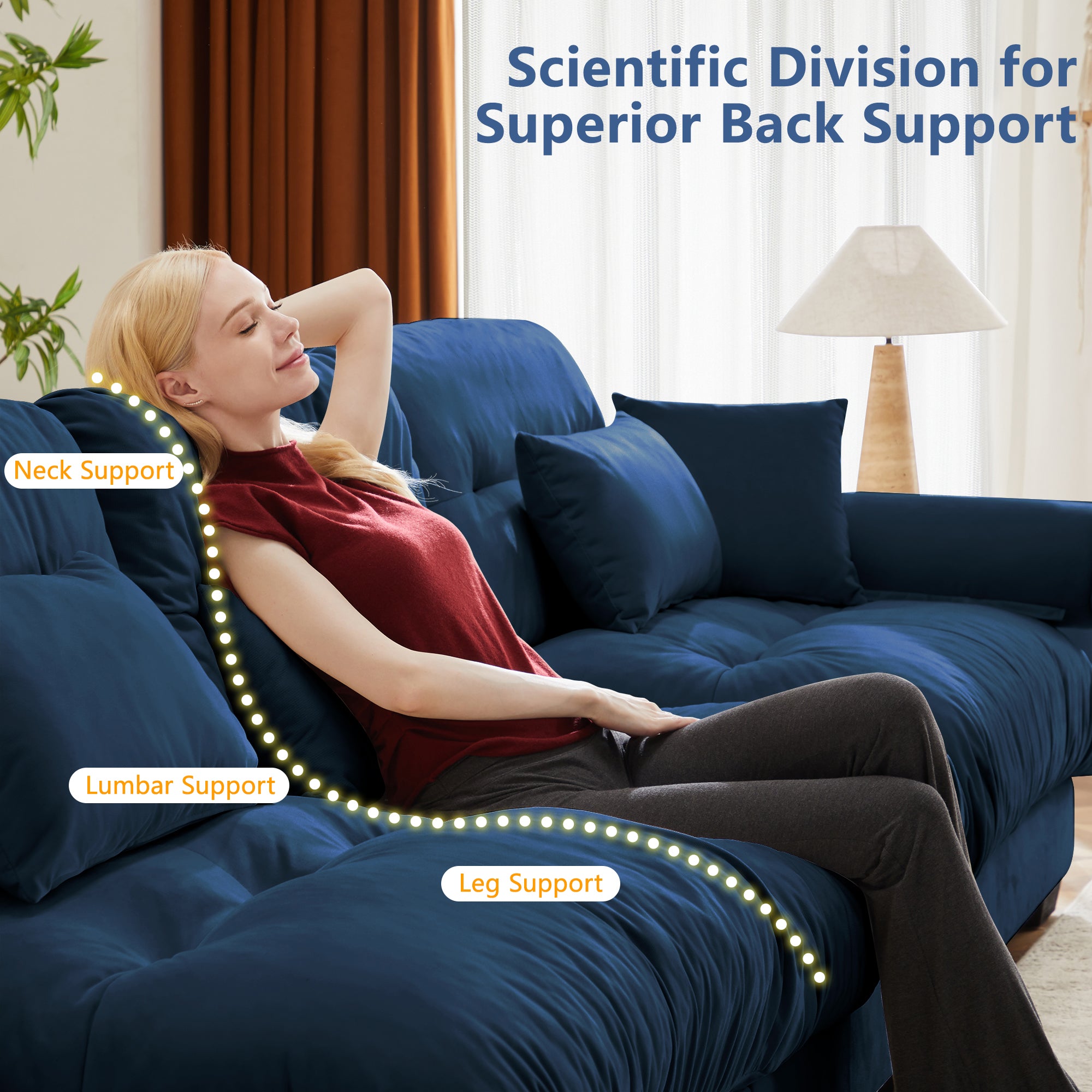 Over Size Modern Two-Seater Sofa with Ottoman