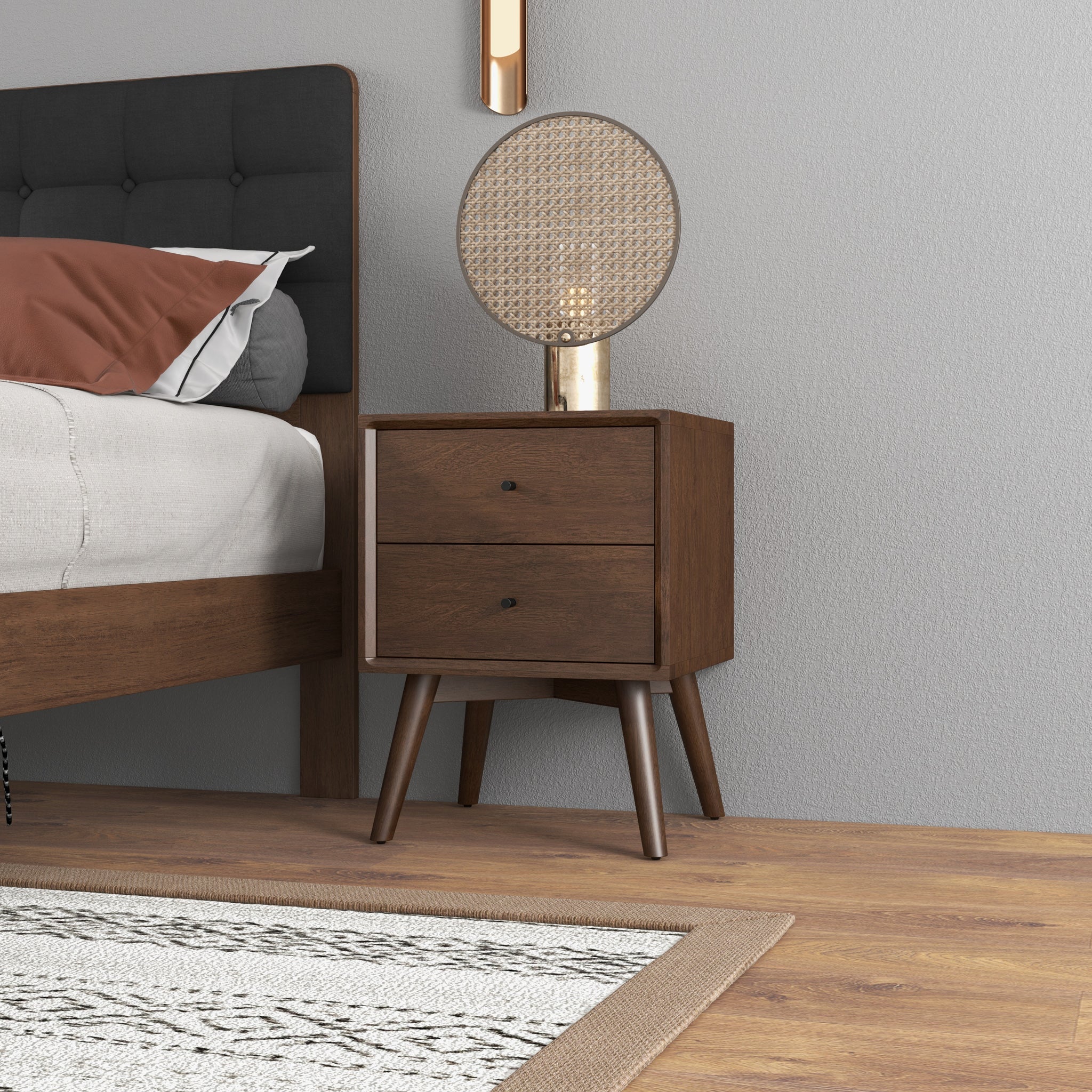 Mid-Century Modern Caroline Night Stand 2-Drawer
