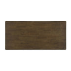 Walnut-Colored Rubber Wood Dining Table with Rattan Accents