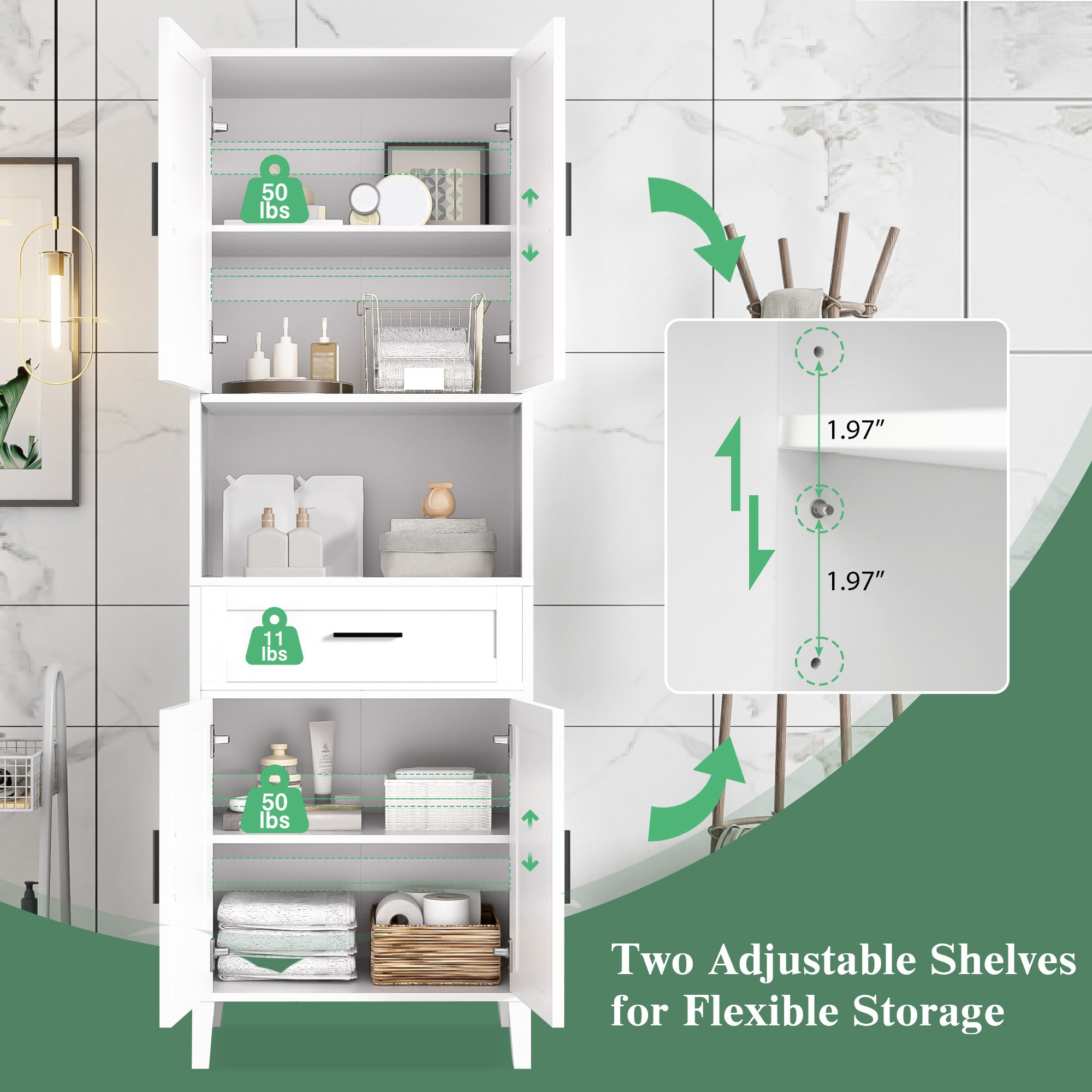 70.9" High Freestanding Tall Bathroom Cabinet