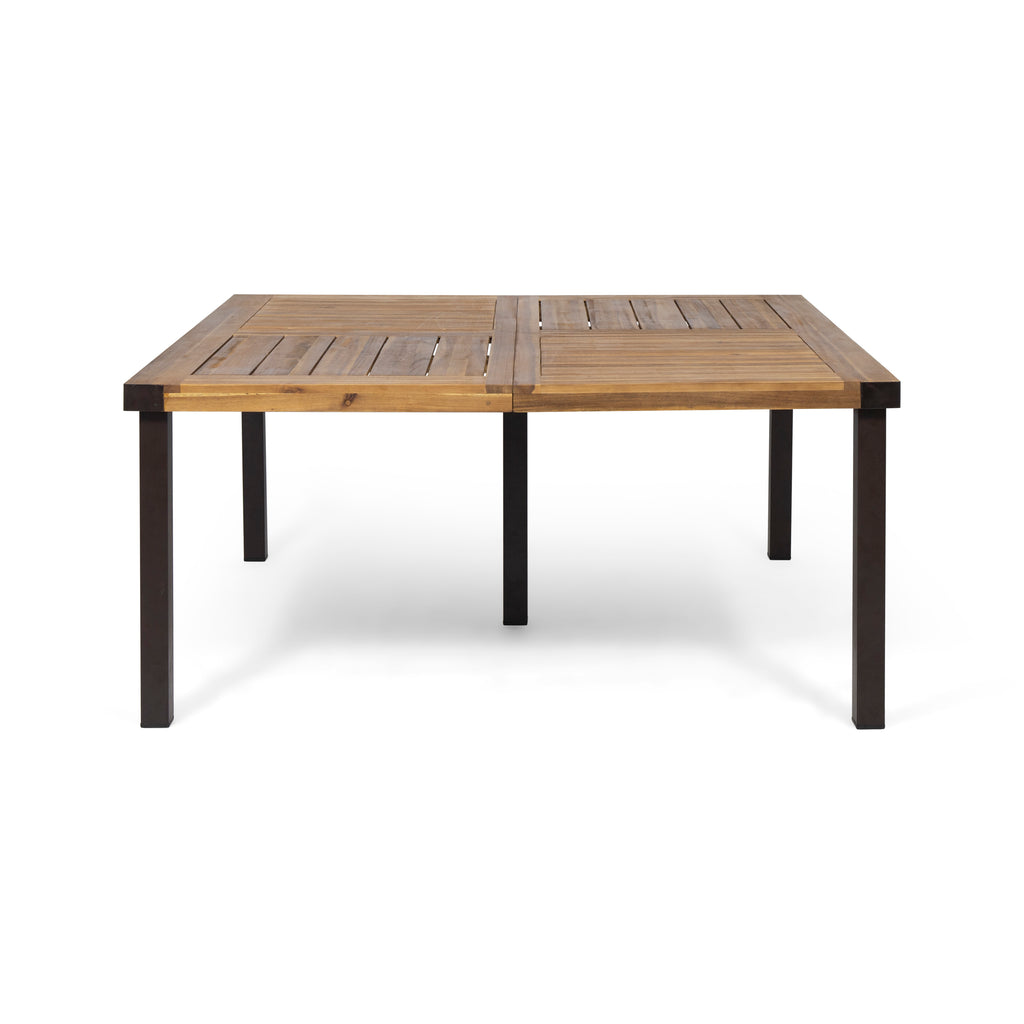 9-Piece Acacia Wood Outdoor Patio Dining Set, 64-Inch Square Table with 8 Chairs, Teak